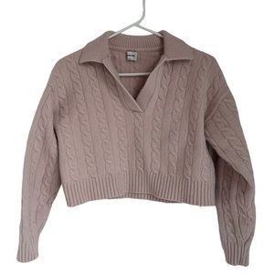Sunday Best Collar Cable Knit Cropped Sweater
